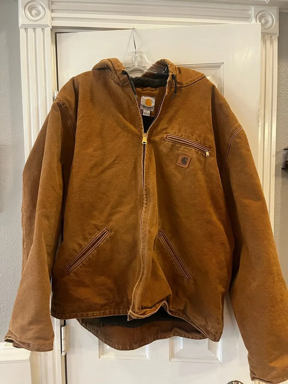 Carhartt J141 211 Hooded Sherpa Lined Canvas Workwear Western Jacket Men XXL